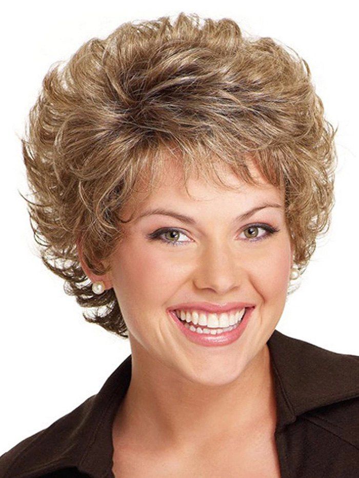 

Short Curly Free Part Synthetic Wig, Camel brown