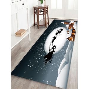 

Christmas Moon Night Sleigh Castle Pattern Water Absorption Area Rug, Multi