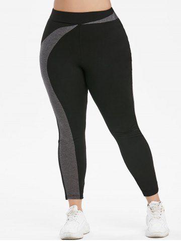 

Plus Size Contrast High Waisted Tapered Skinny Leggings, Black