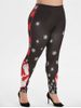 Plus Size Christmas Snowflake Santa Print Skinny Leggings -  