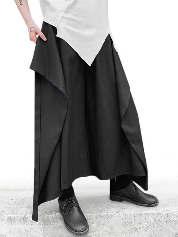 

Japanese Style Elastic Waist Wide Leg Pants, Black