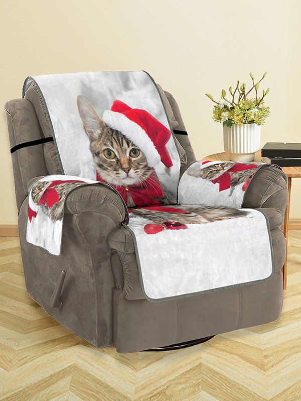 

Christmas Cat Hat Balls Pattern Couch Cover, Multi