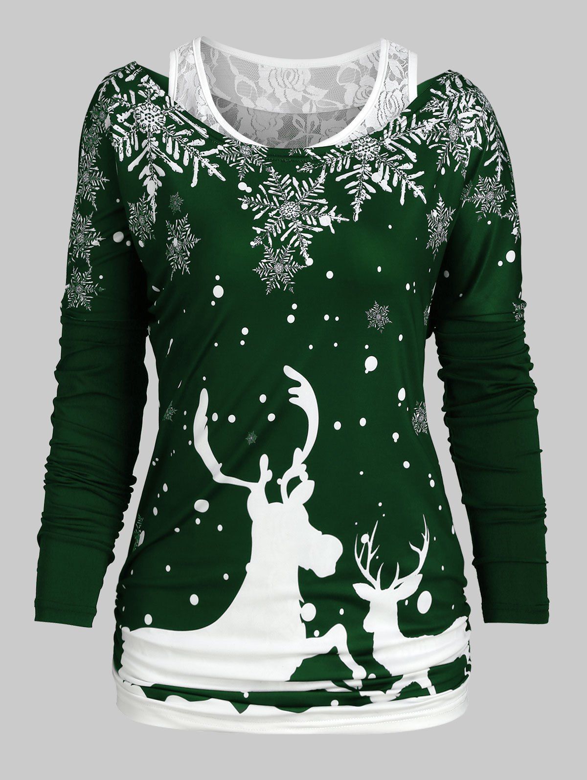 

Christmas Elk Snowflake Tee and Lace Tank Top Set, Medium aquamarine