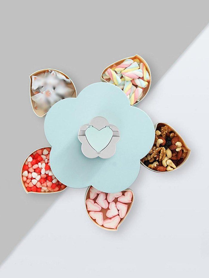 

Flower Shape Rotating Snack Containers Candy Storage Box, Blue