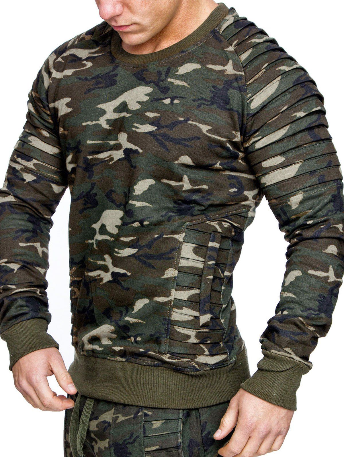 

Drape Panel Design Casual Sweatshirt, Camouflage green