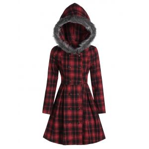 

Double Breasted Fur Hooded Coat, Multi a