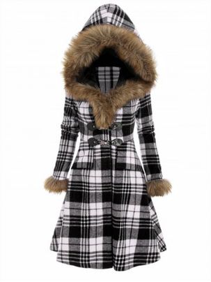Plaid Hooded Longline Coat