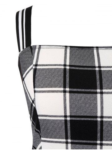 

Plus Size Plaid Square Neck Bodycon Mini Dress, Black