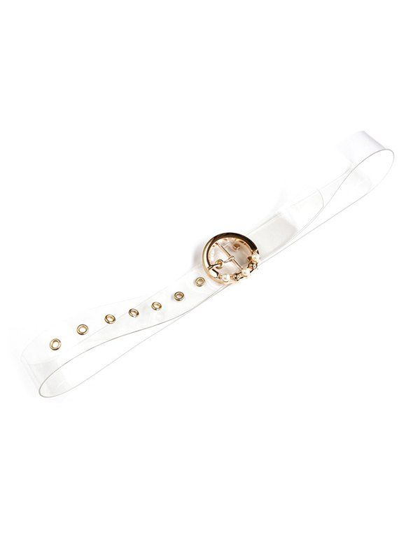 

Round Buckle Faux Pearl Transparent Belt