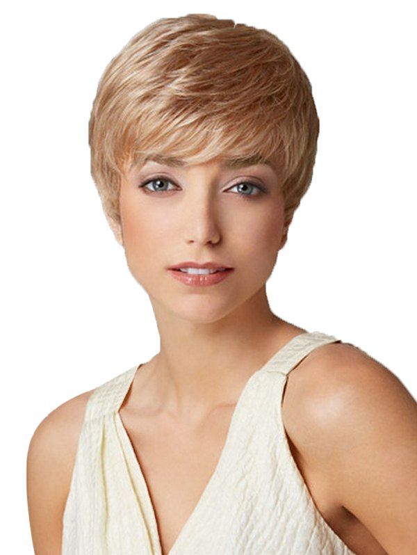 

Synthetic Short Straight Wig, Champagne gold