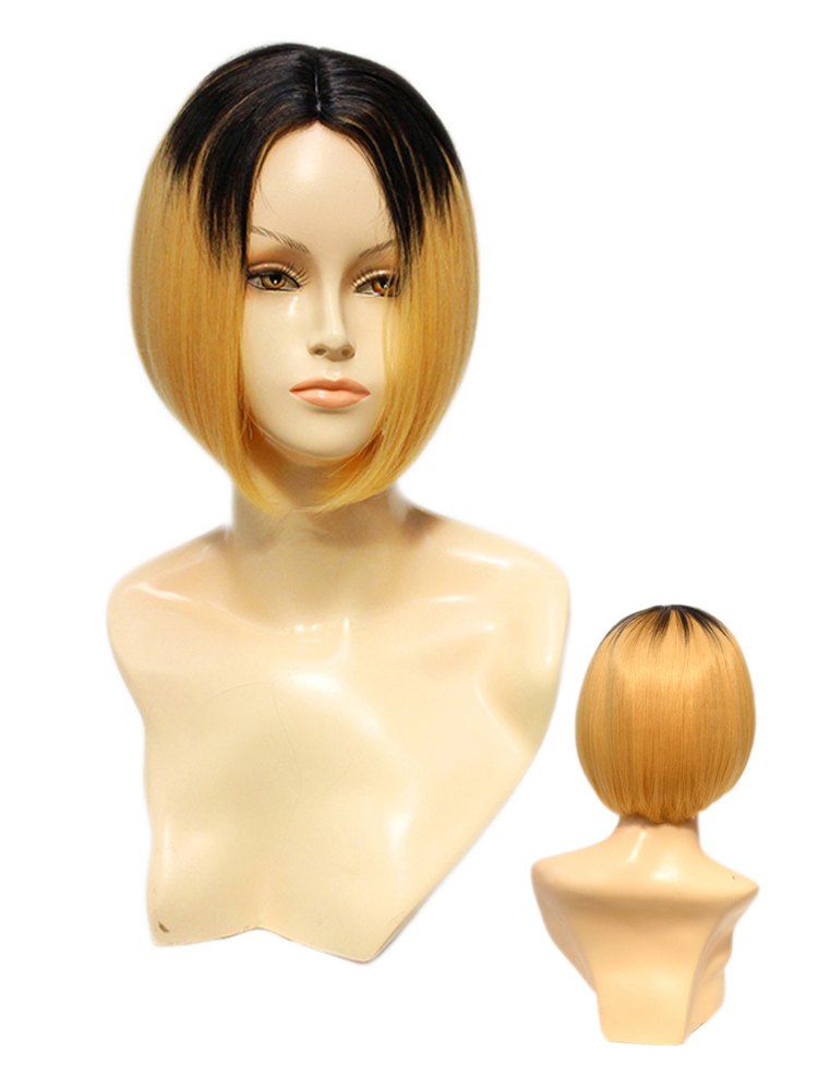 37 Off Center Part Short Straight Bob Synthetic Ombre Wig Rosegal