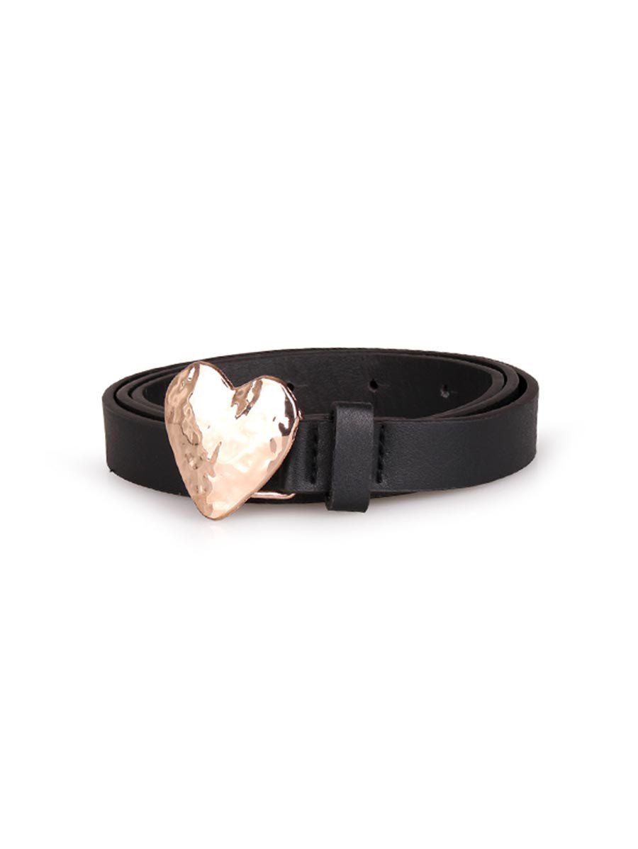 

Heart Shape Metal PU Buckle Belt, Black