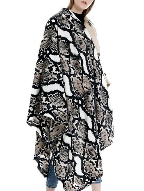 

Winter Snakeskin Pattern Long Fringe Scarf, Black