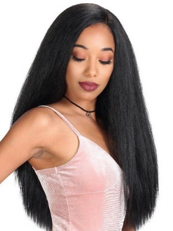 

Long Straight Synthetic Side Part Wig, Black