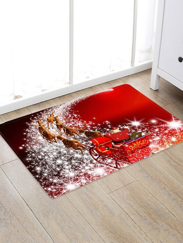 

Christmas Santa Starry Road Print Decorative Area Rug, Multi