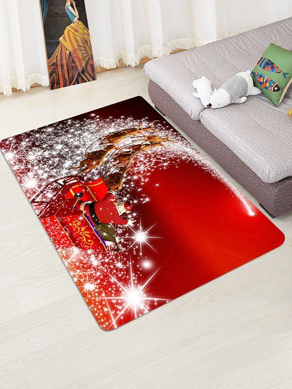 

Christmas Santa Starry Road Print Decorative Area Rug, Multi
