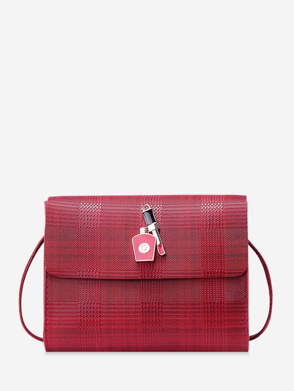 

Houndstooth Embossed Shoulder Bag, Red wine