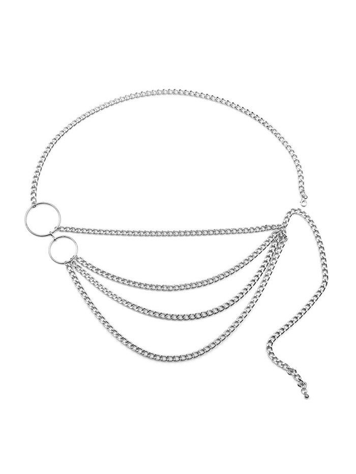 

Round Shape Layered Waist Chain Belt, Silver