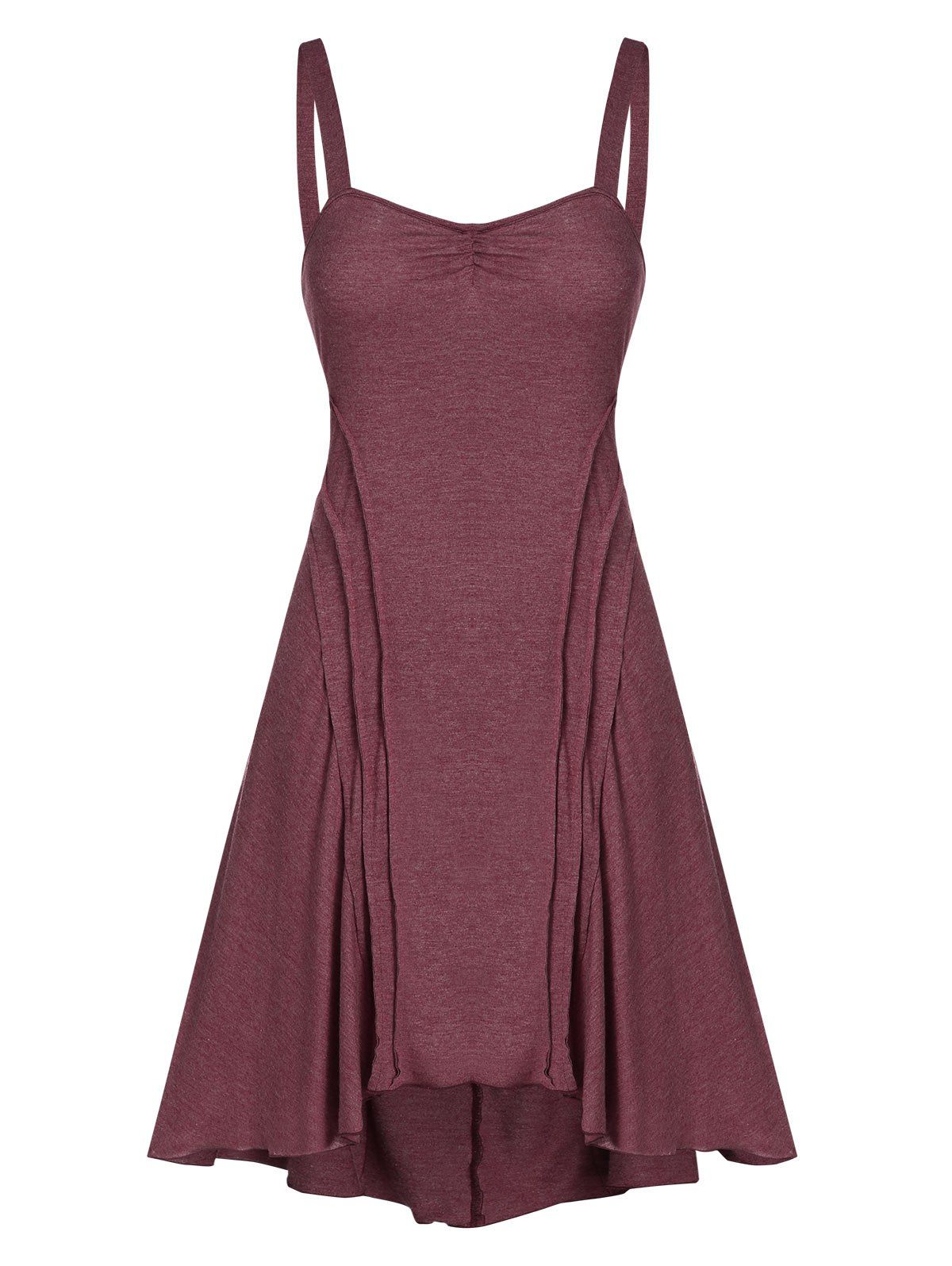 

A Line Knitted Sweetheart Collar Strap Dress, Firebrick