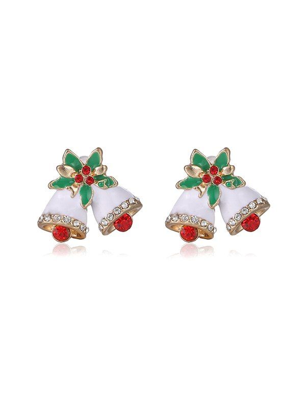 

Christmas Rhinestone Bell Stud Earrings, Gold