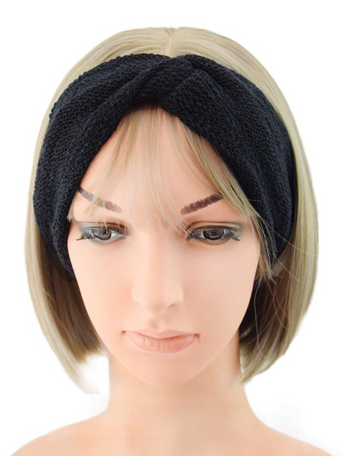 

Knitted Knot Solid Sports Headband, Black