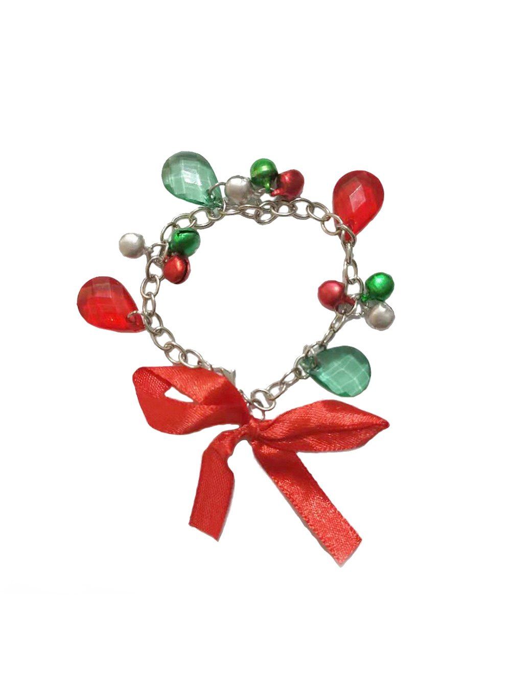 

Christmas Bowknot Bell Rhinestone Kid Chain Bracelet, Multi-a