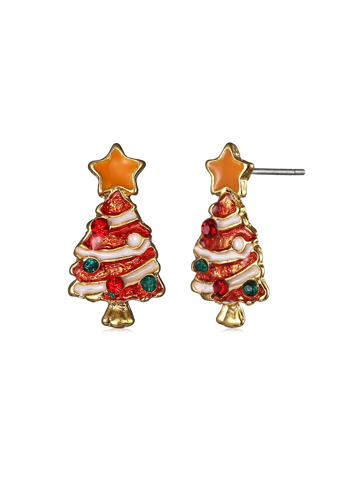 

Christmas Tree Star Rhinestone Stud Earrings, Gold