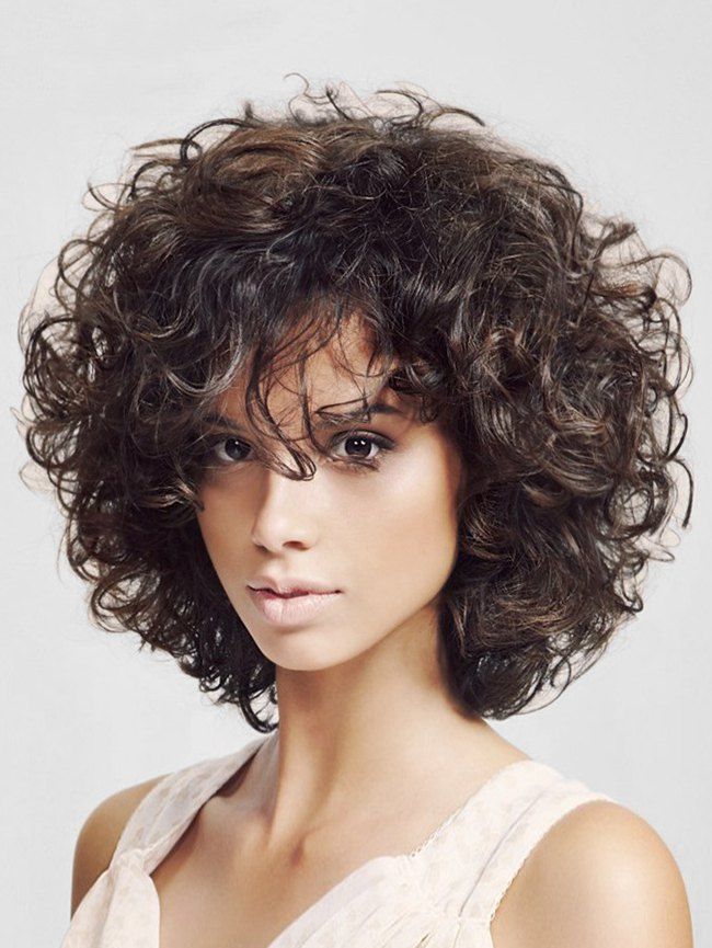 

Free Part Fluffy Synthetic Afro Curl Wig, Coffee