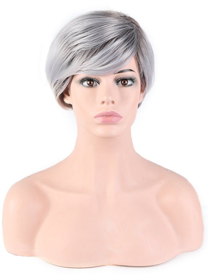 

Ombre Synthetic Short Straight Side Part Wig, Gray cloud