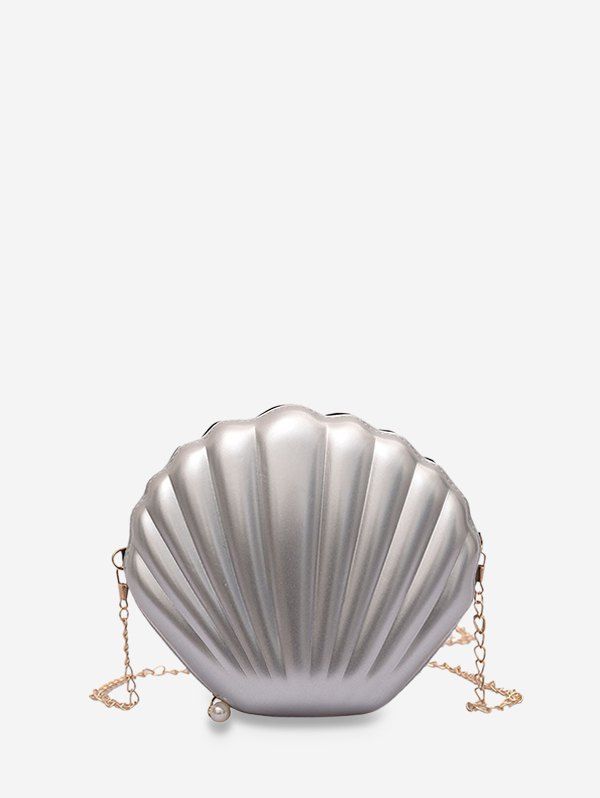 

Mini Shell Shape Chain Shoulder Bag, Silver