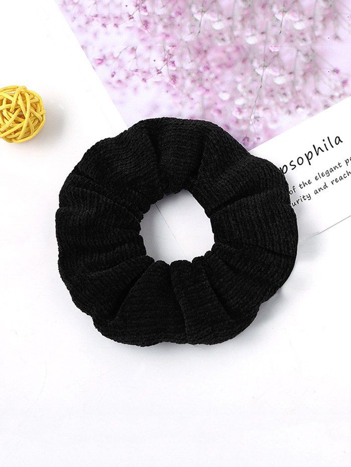 

Solid Suede Winter Intestine Ring Elastic Hair Band, Black