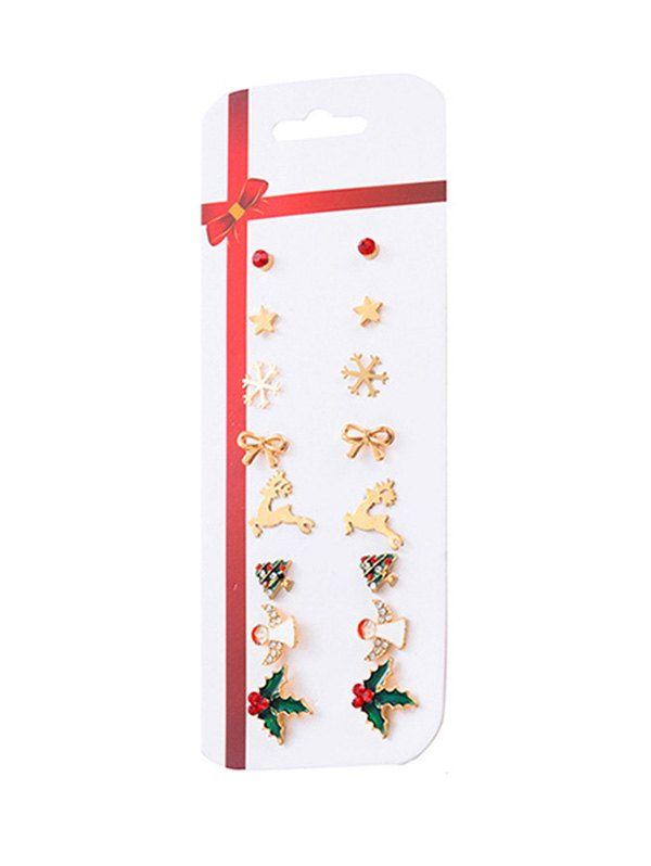 

Christmas Pattern Stud Earrings Set, Gold