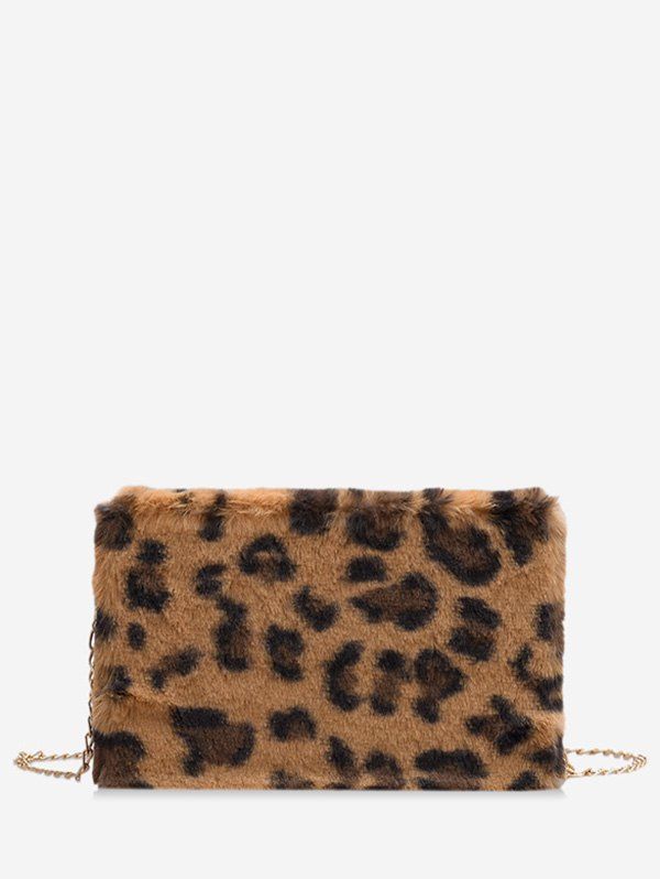 

Faux Fur Leopard Print Box Bag, Brown