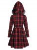 Double Breasted Fur Hooded Coat -  