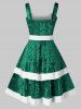 Plus Size Christmas Lace Up Velvet Mini Dress -  