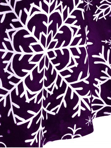 

Scalloped Collar Snowflake Print Christmas Plus Size Dress, Purple