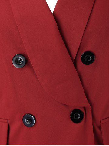 

Plus Size Double Breasted Shawl Collar Tunic Blazer, Chestnut red