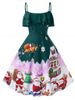 Plus Size Christmas Vintage Printed Party Dress -  