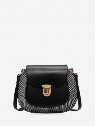 Houndstooth Panel Flap Saddle Bag -  