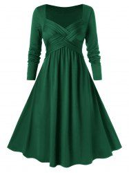 Plus Size Criss Cross Midi A Line Dress -  