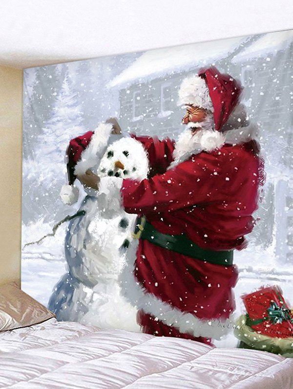 

Christmas Santa Claus Snowman Wall Tapestry, Multi
