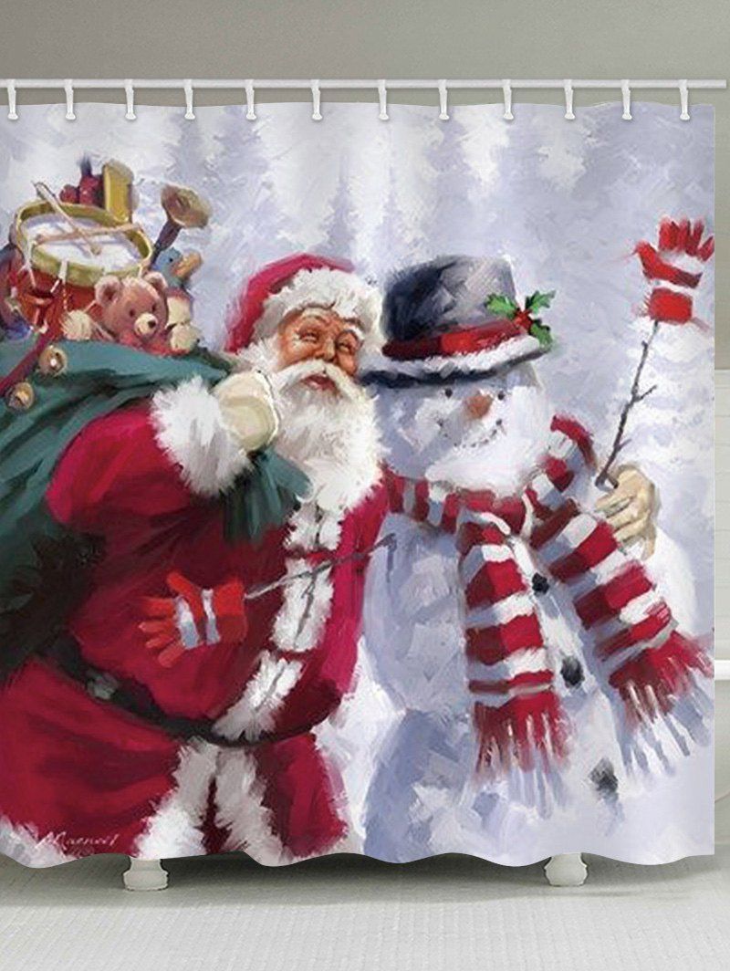 

Snowman Santa Claus Waterproof Shower Curtain, Multi