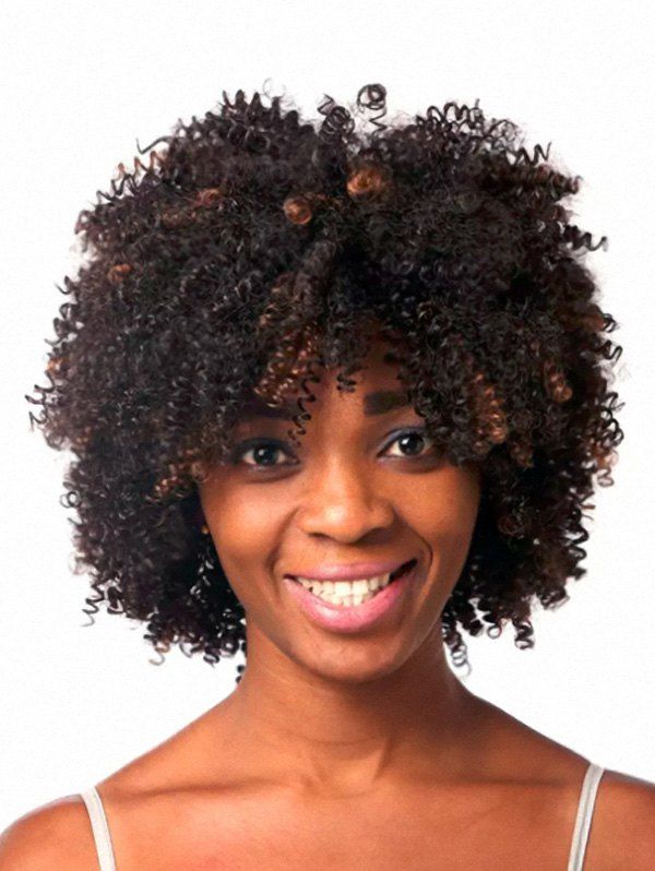 

Synthetic Short Afro Curly Fluffy Wig, Natural black