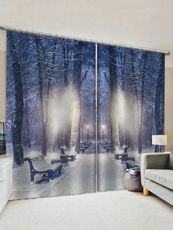 

Christmas Snow Night Pattern Window Curtains, Multi