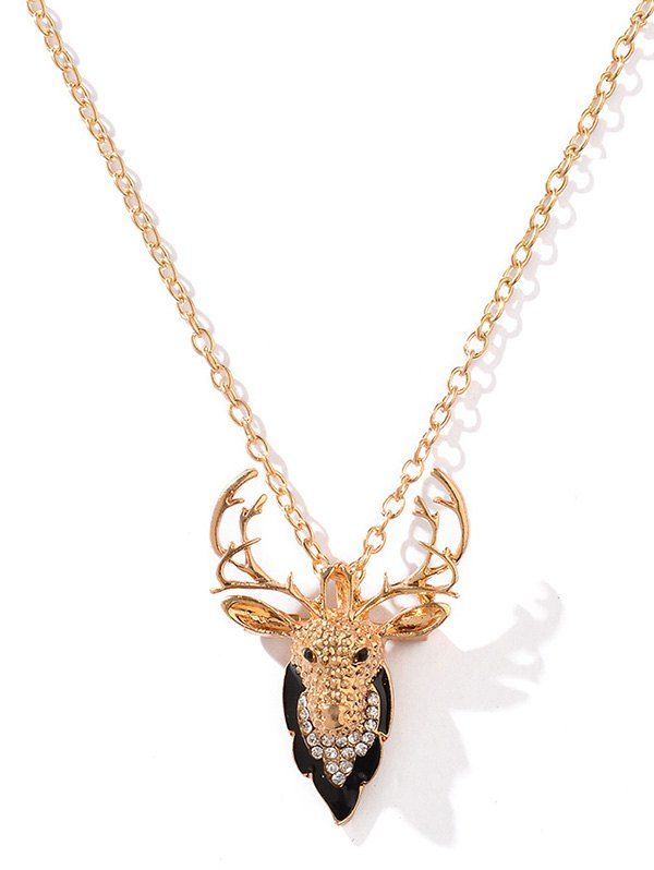 

Rhinestone Christmas Deer Pendant Necklace, Gold