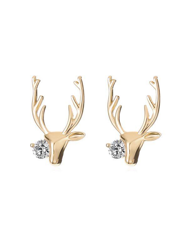 

Elk Rhinestone Christmas Stud Earrings, Gold