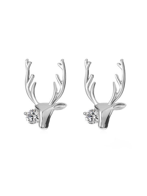 

Elk Rhinestone Christmas Stud Earrings, Silver