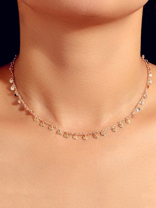 

Discs Alloy Chain Necklace, Gold