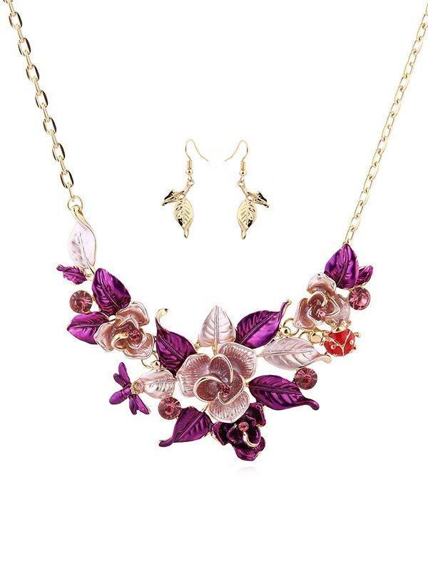 

Glazed Flower Statement Rhinestone Jewelry Set, Gold