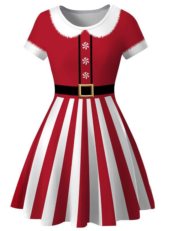 

Christmas 3D Print Knee Length Dress, Multi-d